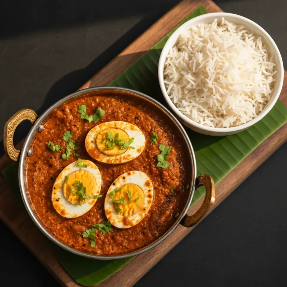 Carry œuf à l’indienne accompagné de riz basmati
